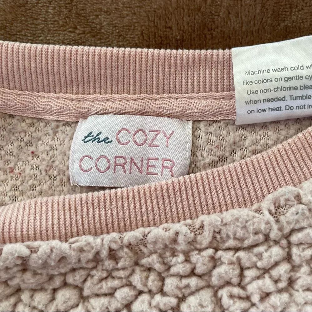 The Cozy Corner Girls Soft Cream Sherpa Flannel Pullover Layering Size M8-10 - Picture 4 of 9